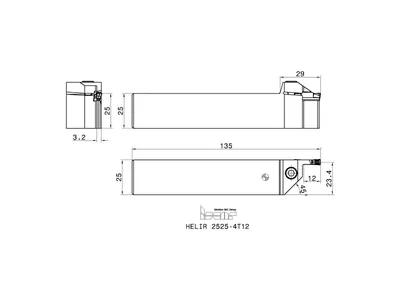 Державка отрезная HELIR 2525-4T12