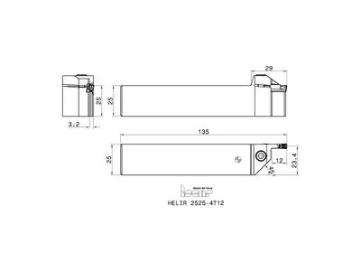 Державка отрезная HELIR 2525-4T12