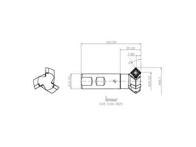 Фреза концевая E45 D30-W25