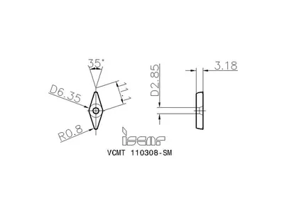 Пластина токарная VCMT 110308-SM IC908