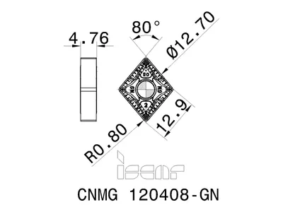 Пластина токарная CNMG 120408-GN IC8350