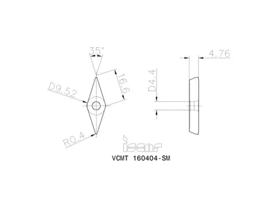 Пластина токарная VCMT 160404-SM IC807