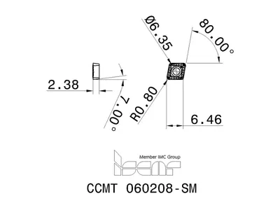 Пластина токарная CCMT 060208-SM IC6025