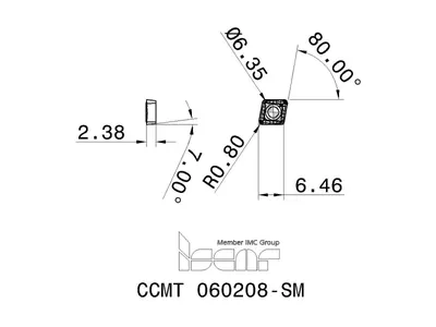 Пластина токарная CCMT 060208-SM IC6025