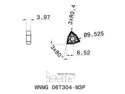 Пластина токарная WNMG 06T304-M3P IC8250