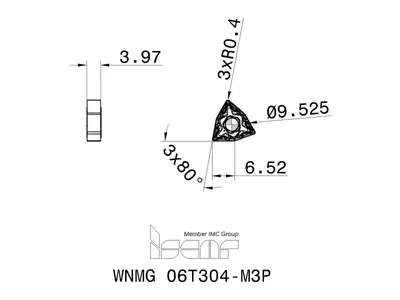 Пластина токарная WNMG 06T304-M3P IC8250