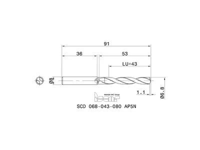 Сверло SCD 068-043-080 AP5N IC908